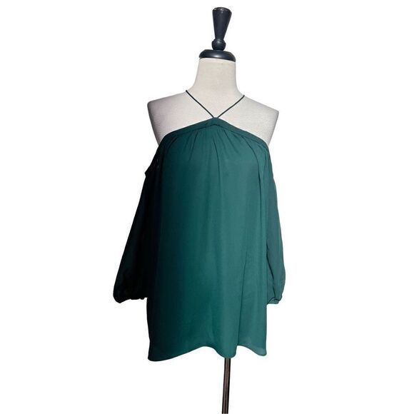 1. State Cold Shoulder Long Sleeve Green Blouse Size Small - Picture 2 of 5